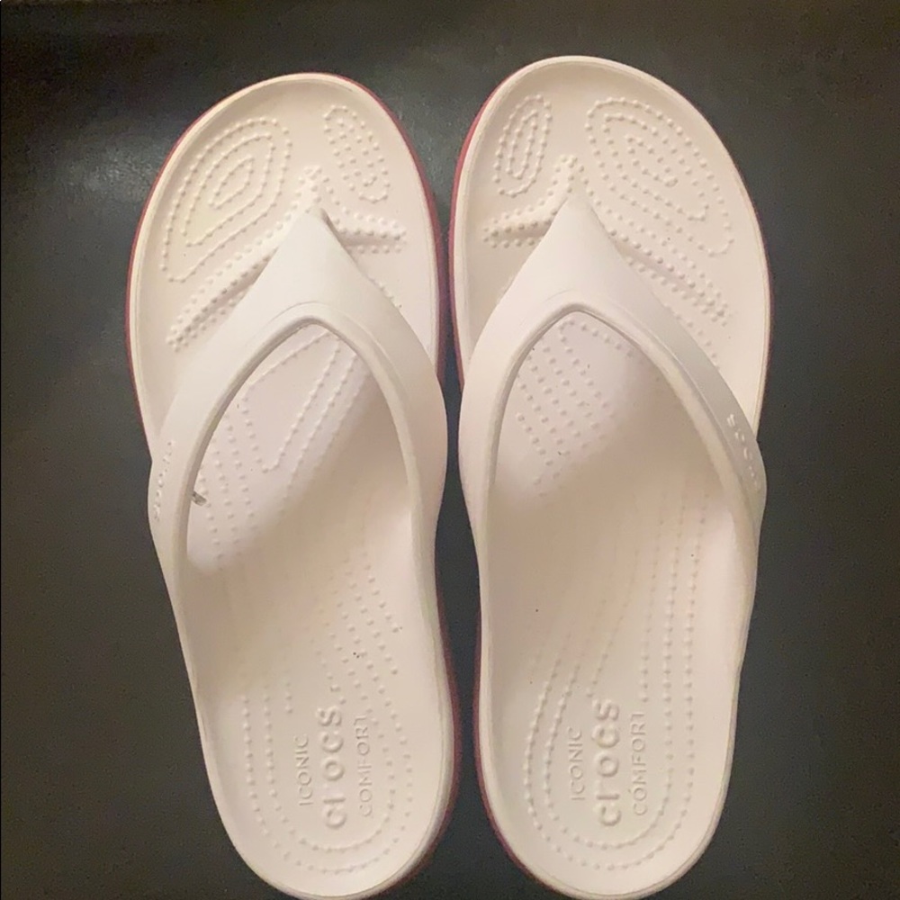 Woman’s flip flop crocs- pink. Worn twice